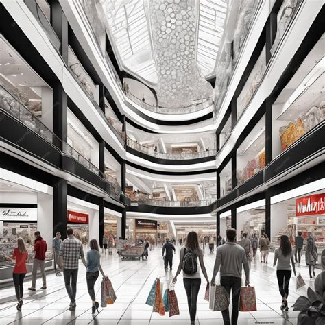Premium Photo | A Bustling Shopping Mall Filled With Excited Shoppers