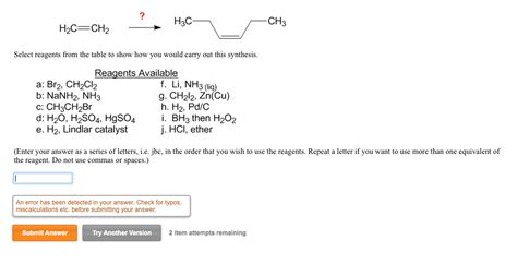 Solved Select Reagents From The Table To Show How You Would Chegg