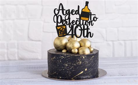 Aged To Perfection 40th Birthday Cake Topper Whiskey 40th