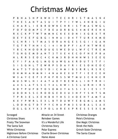 Christmas Movies Word Search WordMint