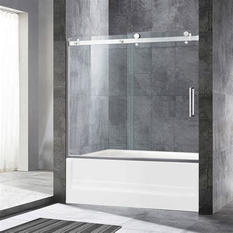 Woodbridge Deluxe Frameless Sliding Tub Door 516 Clear Tempered Glass Brushed Nickel Finish