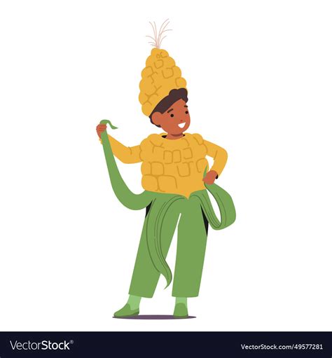 Little child wearing playful corn cob costume Vector Image