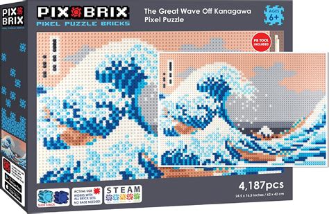 Pix Brix Pixel Art Puzzle Briques The Great Wave Off Kanagawa Pixel