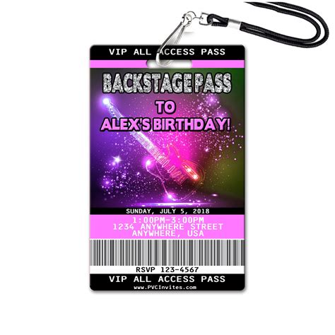 Backstage Pass Birthday Invitation Plastic Backstage Pass Etsy