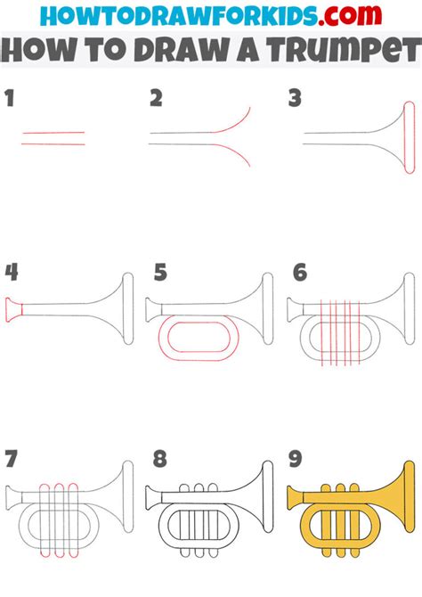 How to Draw a Trumpet Step by Step - Easy Drawing Tutorial For Kids