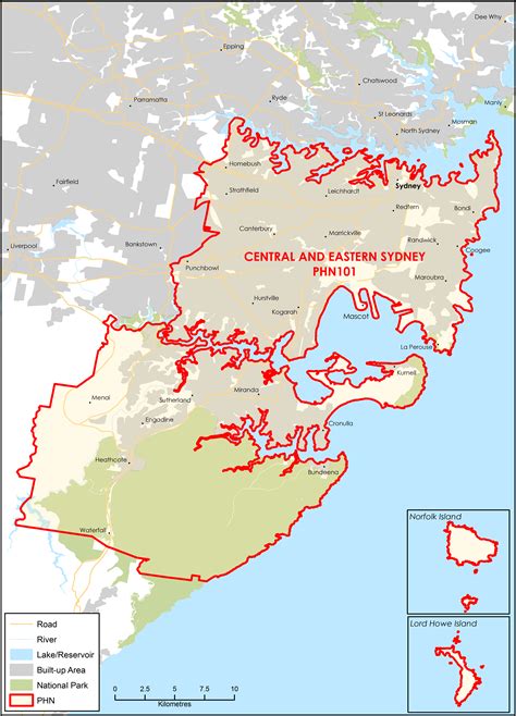 Central And Eastern Sydney Nsw Primary Health Network Phn Map Topographic Australian