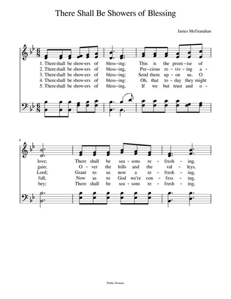 There Shall Be Showers Of Blessing James Mcgranahan Sheet Music For