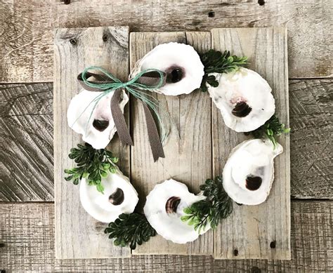 Oyster Shell Wreath In Oyster Shell Crafts Shell Crafts Diy