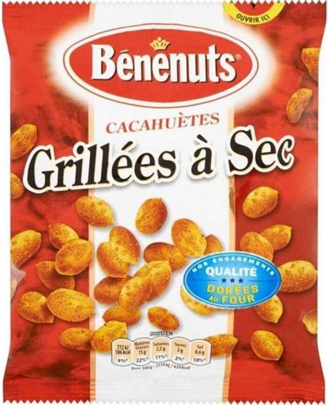 Bénénuts Cacahuètes grillées à sec dorées au four Le sachet de 200g