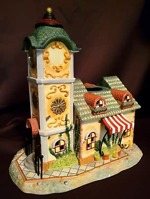 PartyLite Olde World Village Clock Tower Tealight House 4 11 Tall