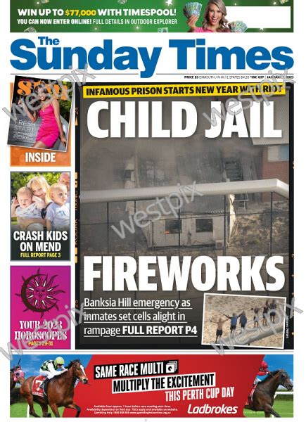 Front Page Of The Sunday Times For Sunday 01 Westpix