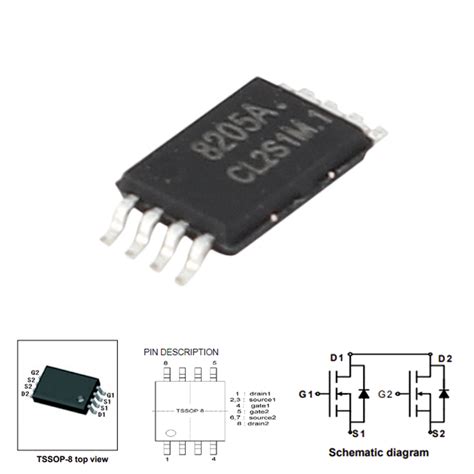 IMS023 8205A 20V 5A DUAL N CHANNEL MOSFET TSSOP 8