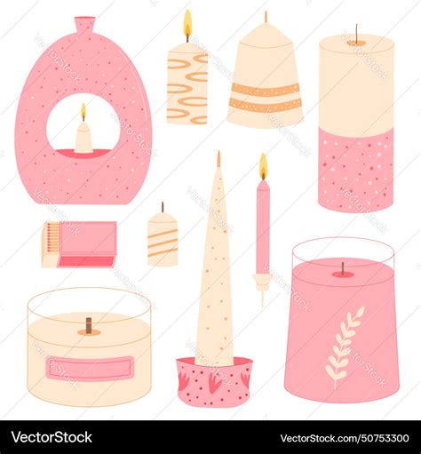 Candles different shapes set wax soy paraffin Vector Image