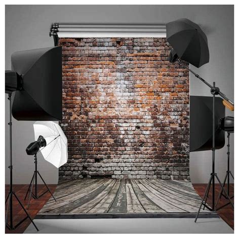 Hellodecor Polyester Fabric Brick Wall Retro Wood Floor Pictorial