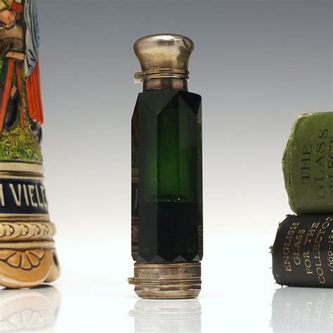 Victorian Emerald Green Perfume And Vinaigrette Glass Bottle C