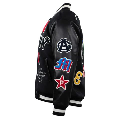 Wool/Leather Black Negro League Baseball Allover Vintage Varsity Jacket