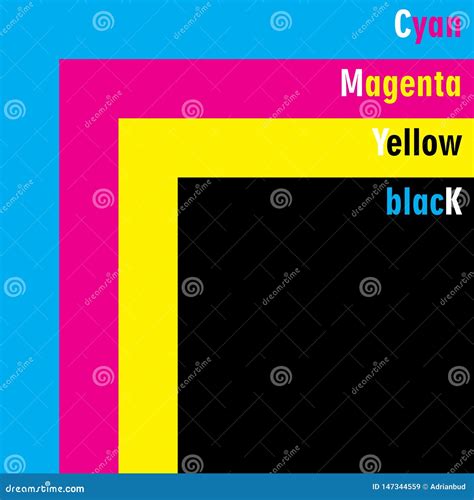 Cnyk Cyan Magenta Yellow Black Color Swatches Square Standard Stock