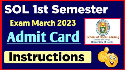 SOL First Semester Admit Card Instructions For Exam March 2023 Sol