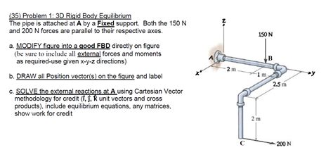 Solved Problem D Rigid Body Equilibrium The Pipe Is Chegg