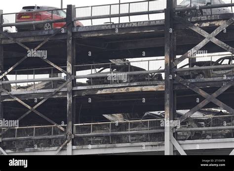 The Scene Following A Fire At A Multi Storey Car Park At Luton Airport