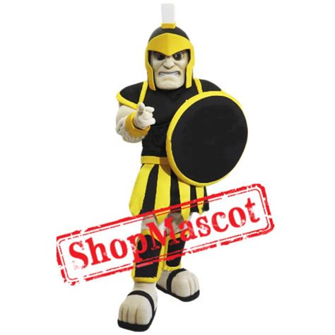 Black And Yellow Trojan Warrior Mascot Costume