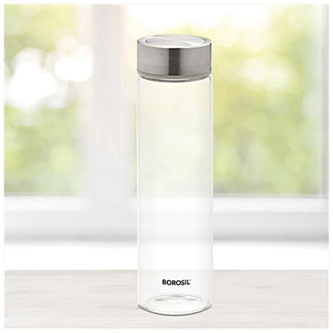 Buy Borosil Neo Borosilicate Glass Water Bottle With Silver Husk Lid Fridge Proof Bpa Free