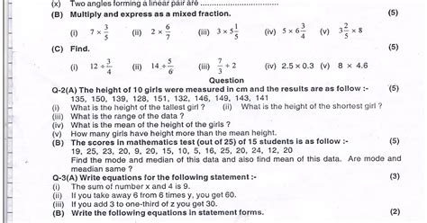 Th Standard Mid Term Exam Paper Maths