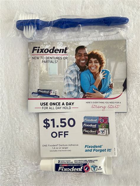 5 Tubes Fixodent Denture Adhesive 5 Brushes 5 Free Coupons Etsy