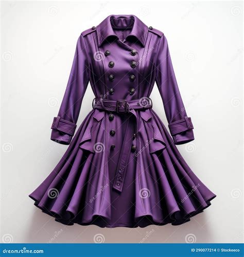 Romanticized Femininity Exquisite Purple Trench Coat With Elaborate Details Stock Illustration