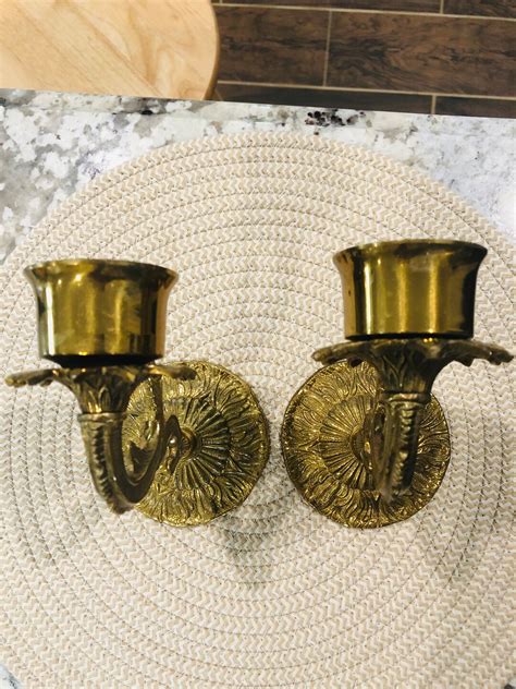 Vintage Brass Ornate Wall Sconce Set Of 2 Etsy