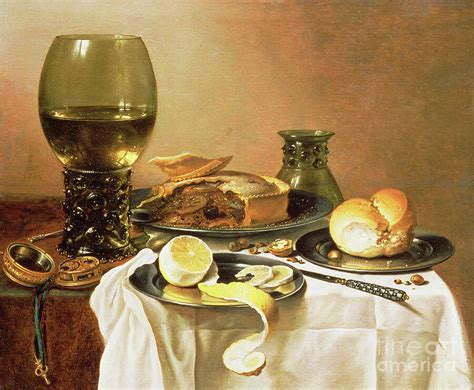 Breakfast Still Life With Roemer Meat Pie Lemon And Bread Painting