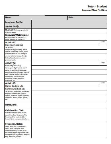 Free 10 Tutor Lesson Plan Samples In Pdf Ms Word