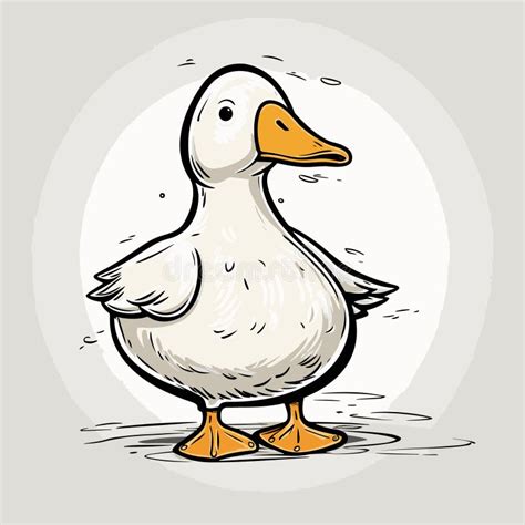 Duck Hand Drawn Illustration Duck Vector Doodle Style Cartoon