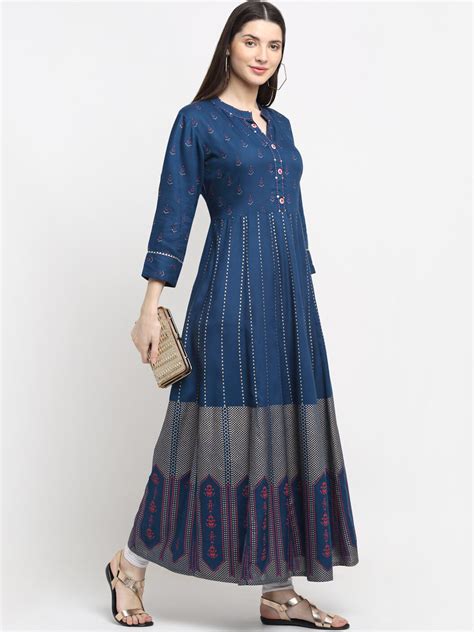 Buy Kalini Women Blue Ethnic Motifs Printed Beautiful Anarkali Kurta