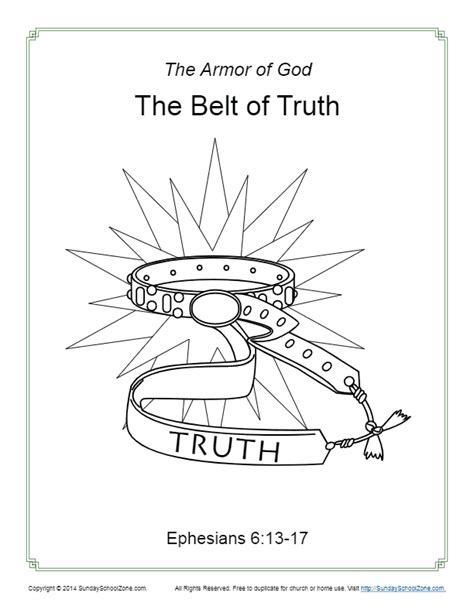 Belt of Truth Coloring Page | Armor of God for Kids