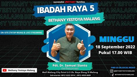 Ibadah On Site 5 Tatap Muka Gereja Bethany Yestoya 18 September