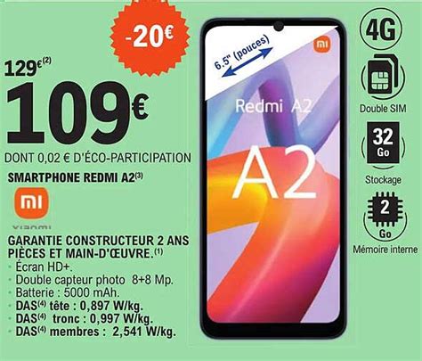 Promo Smartphone Redmi A2 Xiaomi Chez Eleclerc Icataloguefr