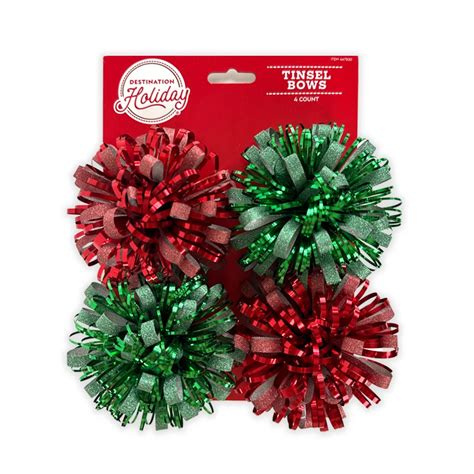 Destination Holiday Christmas Tinsel Bows Red Green Shop Gift