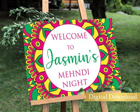 Mehndi Welcome Sign Henna Welcome Sign Mehndi Ceremony Etsy