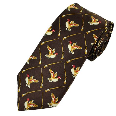 Duck Hunting Brown And Red Silk Novelty Tie From Ties Planet Uk