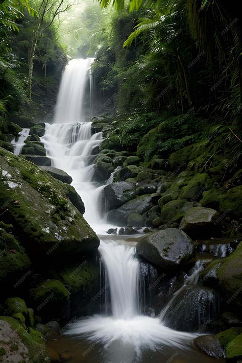 Premium Photo | A waterfall in a rainforest