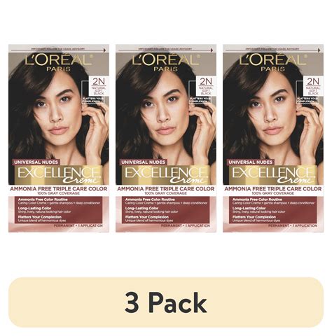 3 Pack L Oreal Paris Excellence Universal Nudes Permanent Hair Color 2n Natural Soft Black 1