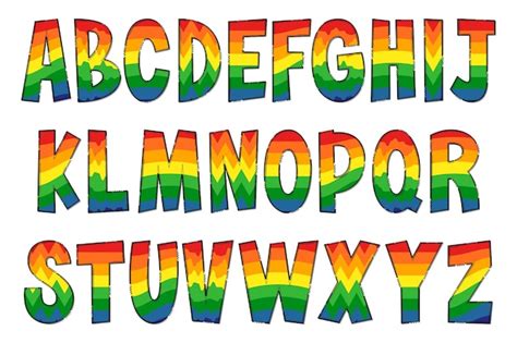 Letras De Arco Iris Hechas A Mano Diseño Tipográfico De Arte Creativo De Color Vector Premium