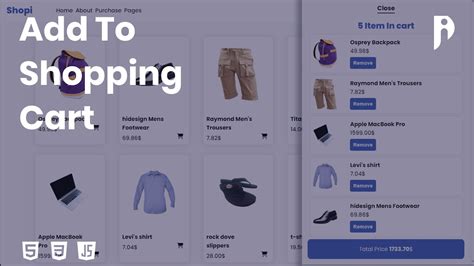 Add To Shopping Cart Html Css And Javascript Tutorial Youtube