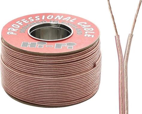 Luidsprekerkabel 2 X 1 00 Mm Professional Transparant Rood Op Rol 100