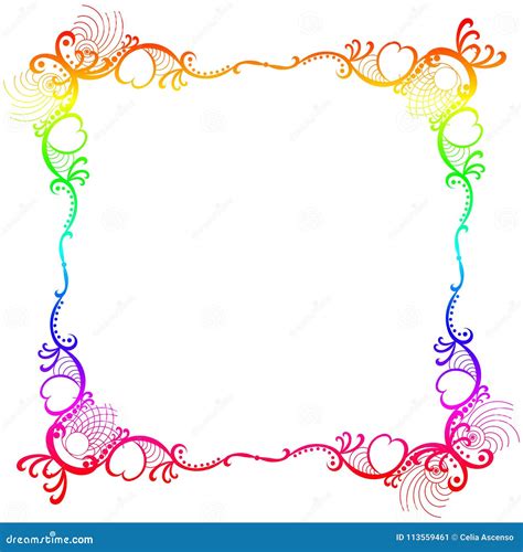 Rainbow Colors Square Border Frame Stock Illustration Illustration Of