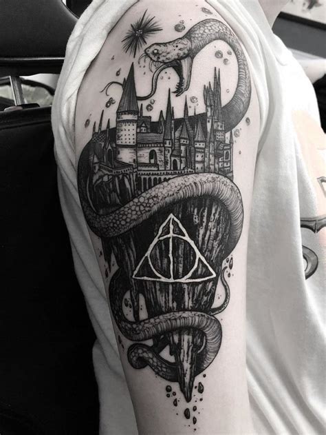 Tatuagem Harry Potter Tattoo Harry Potter Relíquias da morte Hogwarts