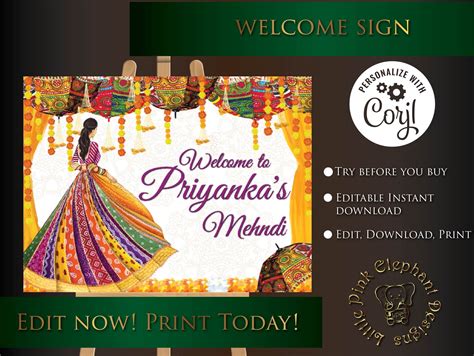 Mehndi Welcome Signs In Posters For Mendhi And Sangeet Etsy Australia