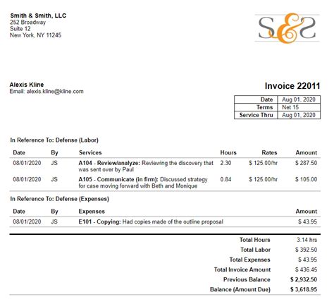 Best Practices For A Law Firm Invoice Template