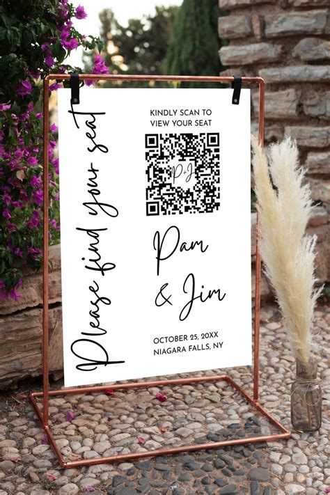 Qr Code Wedding Seating Chart Scan Qr Code To Find Your Seat Etsy